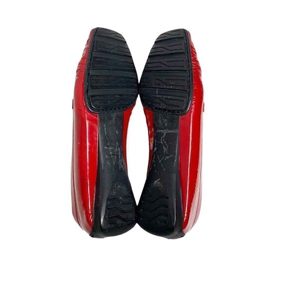 Vintage Stuart Weitzman Moccasins Loafers Patent Red Leather Silver Buckle 9.5 - Picture 8 of 11